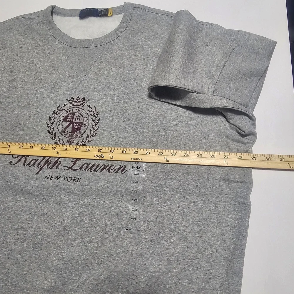 Polo Ralph Lauren Unisex Grey Crest Logo Crewneck Sweatshirt 2XB NWOT